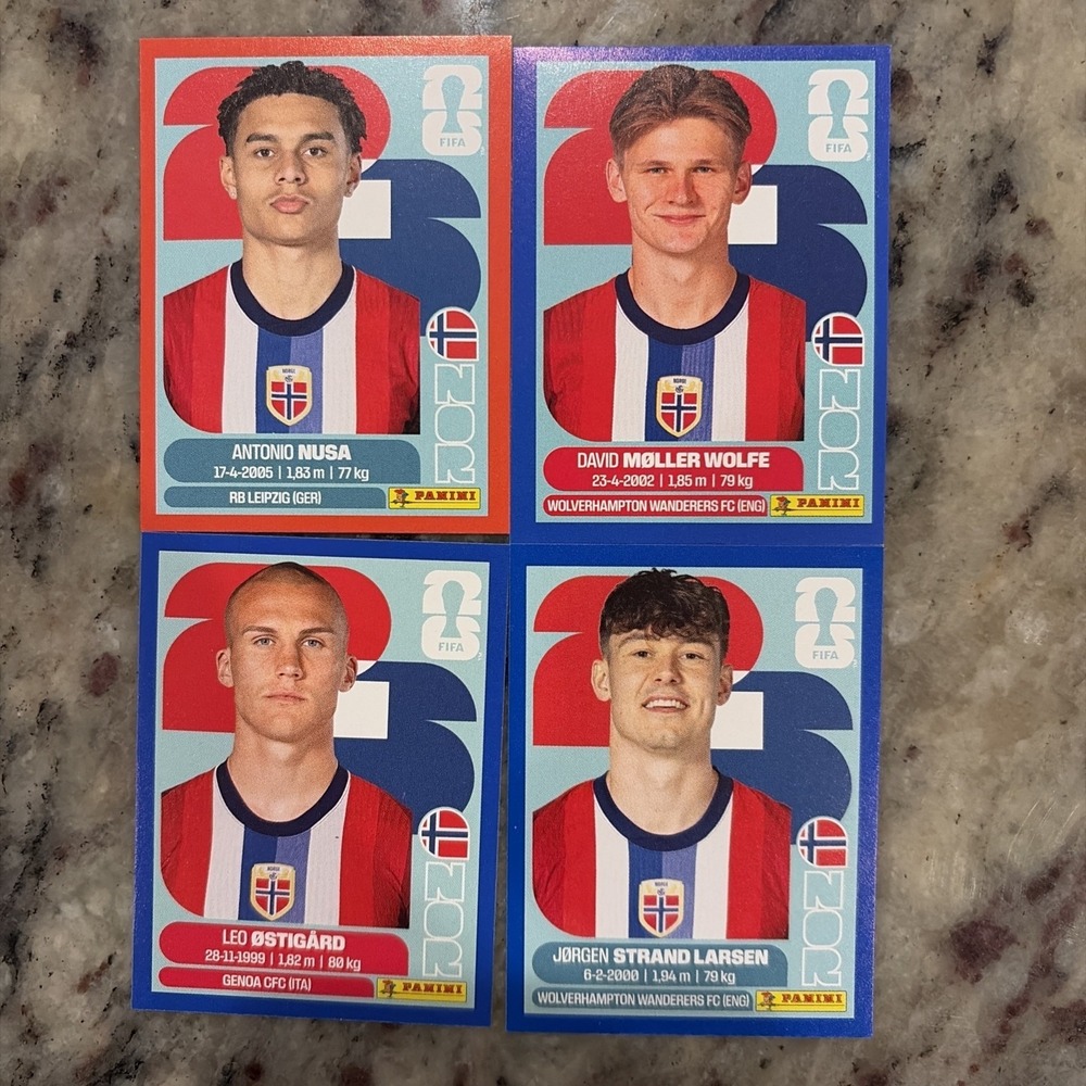 Panini FIFA Norway Sticker Lot 4 Red Blue Parallel Nusa 2026 World Cup Rare